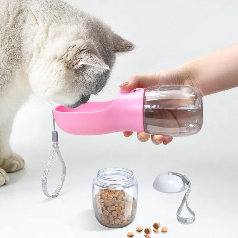 Pet dual-use water cup for dogs plastic detachable 300ml water 100g grain capacity green colour
