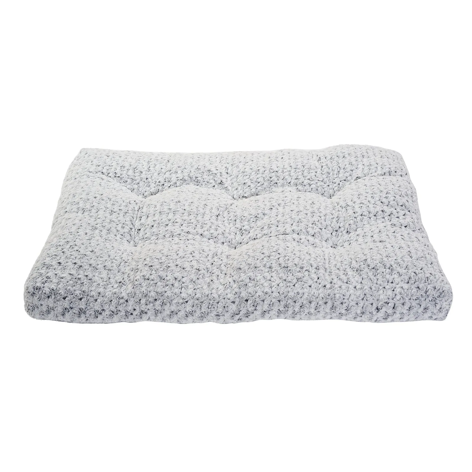Thickened rose velvet dog bed in grey with cotton filling, machine washable, multiple sizes available