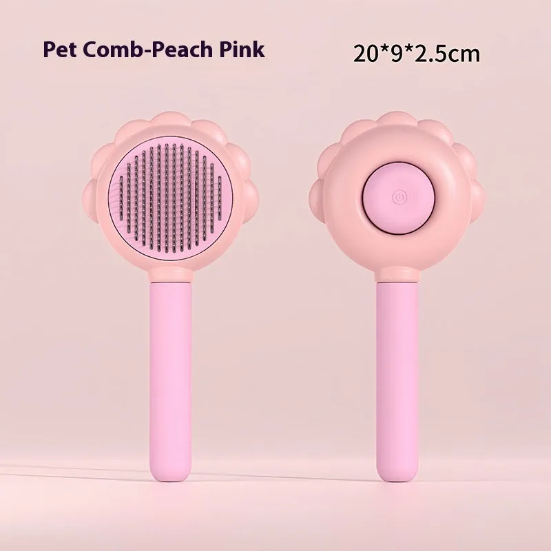 2 in 1 self cleaning dog brush comb with spray in green, plastic and stainless steel, 20x9x2.5 cm