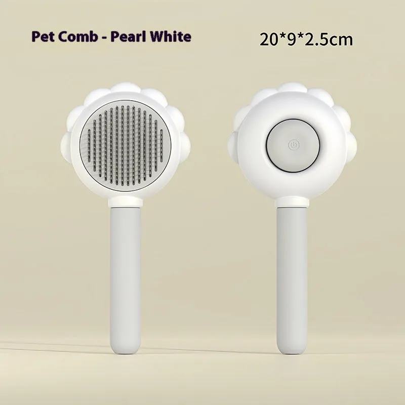 2 in 1 self cleaning dog brush comb with spray in green, plastic and stainless steel, 20x9x2.5 cm