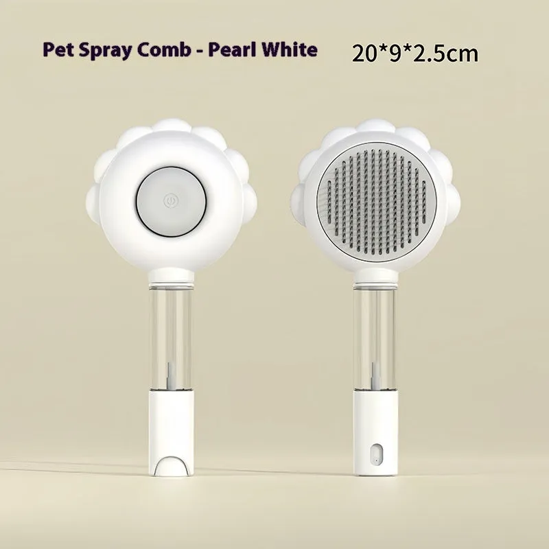 2 in 1 self cleaning dog brush comb with spray in green, plastic and stainless steel, 20x9x2.5 cm