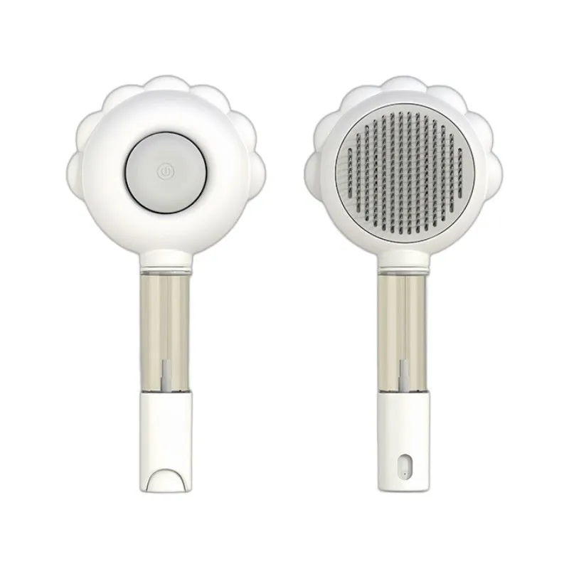 2 in 1 self cleaning dog brush comb with spray in green, plastic and stainless steel, 20x9x2.5 cm