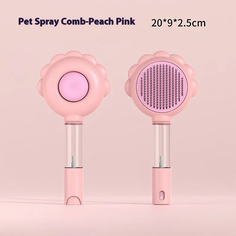 2 in 1 self cleaning dog brush comb with spray in green, plastic and stainless steel, 20x9x2.5 cm