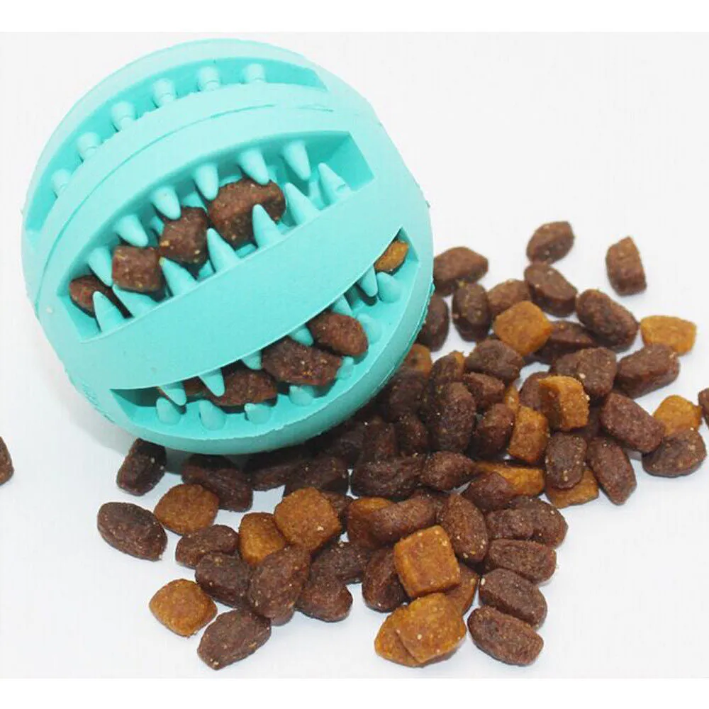 Non-toxic rubber mint feeding ball with built-in food storage bin for cats and dogs 5cm and 7cm multicolor