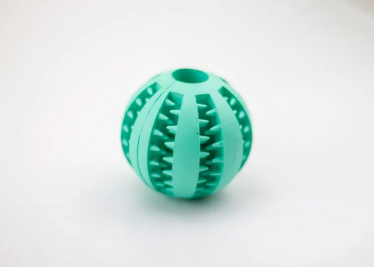 Non-toxic rubber mint feeding ball with built-in food storage bin for cats and dogs 5cm and 7cm multicolor