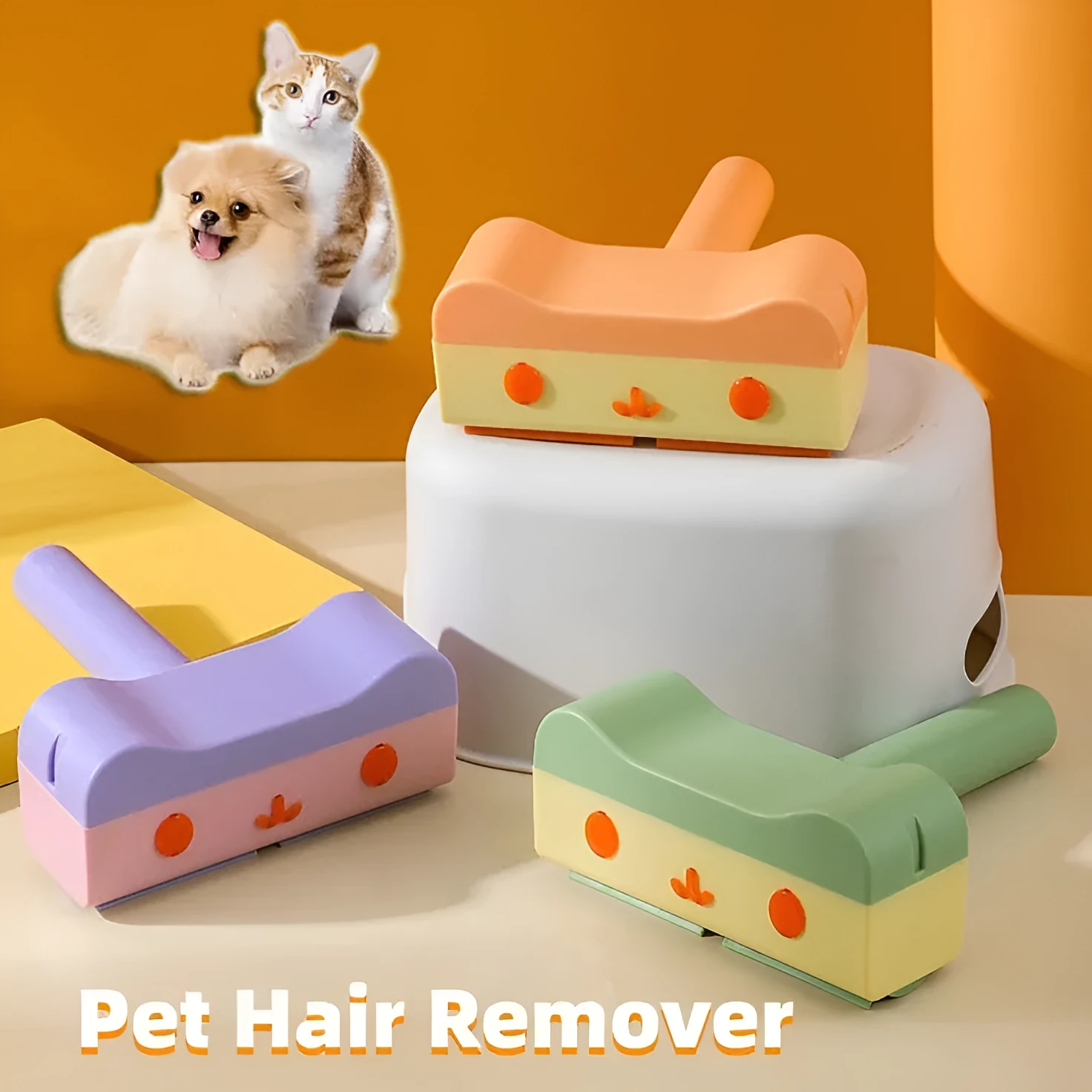Reusable pet hair roller remover for furniture in blue pink colour