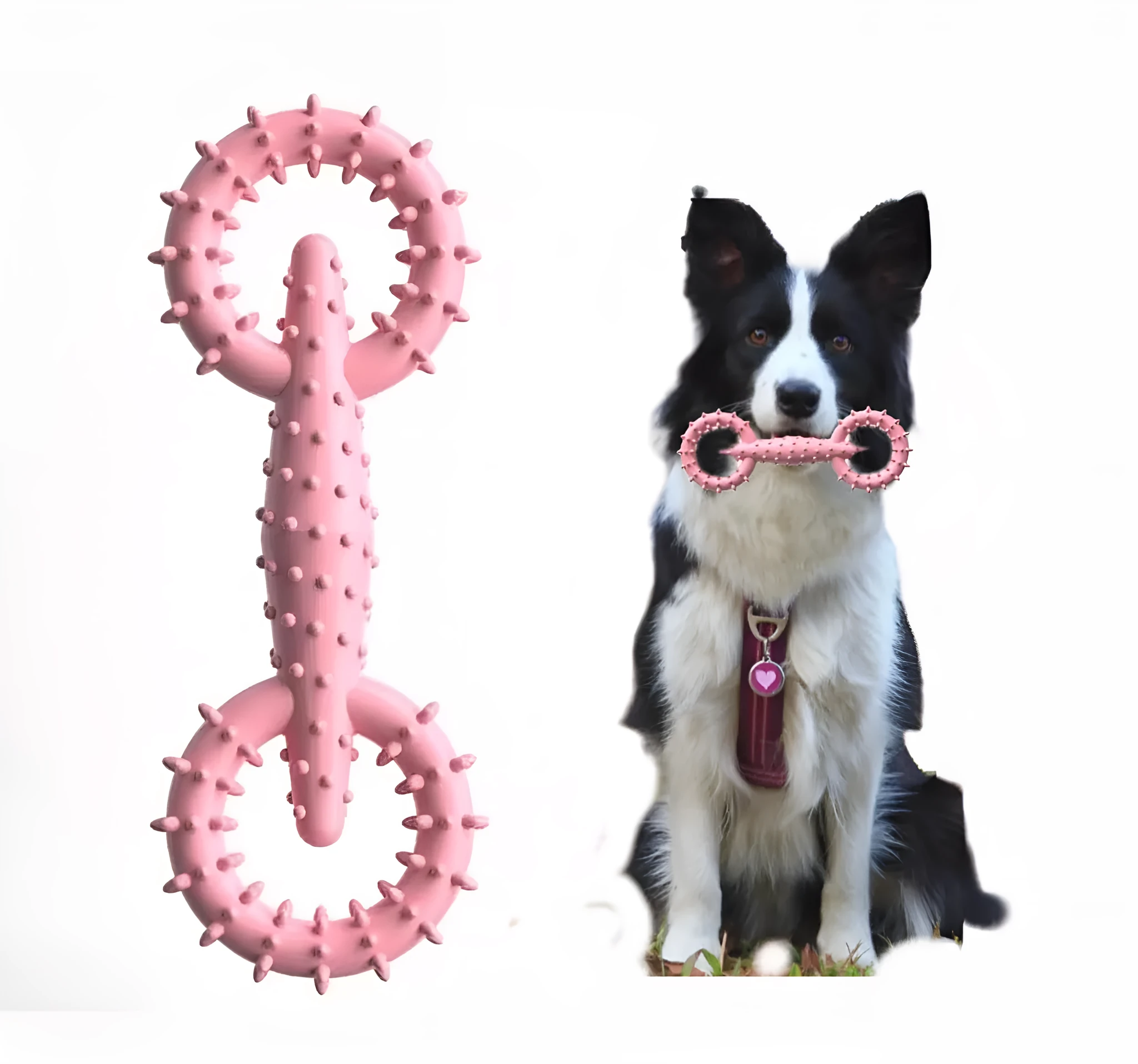 Blue TPR dog chew toy ring for puppies on a white background