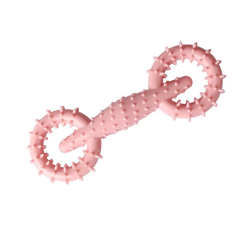 Blue TPR dog chew toy ring for puppies on a white background