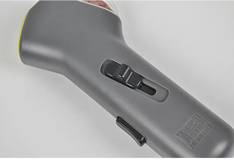 Grey PP dog training snack launcher with 18cm height on neutral background