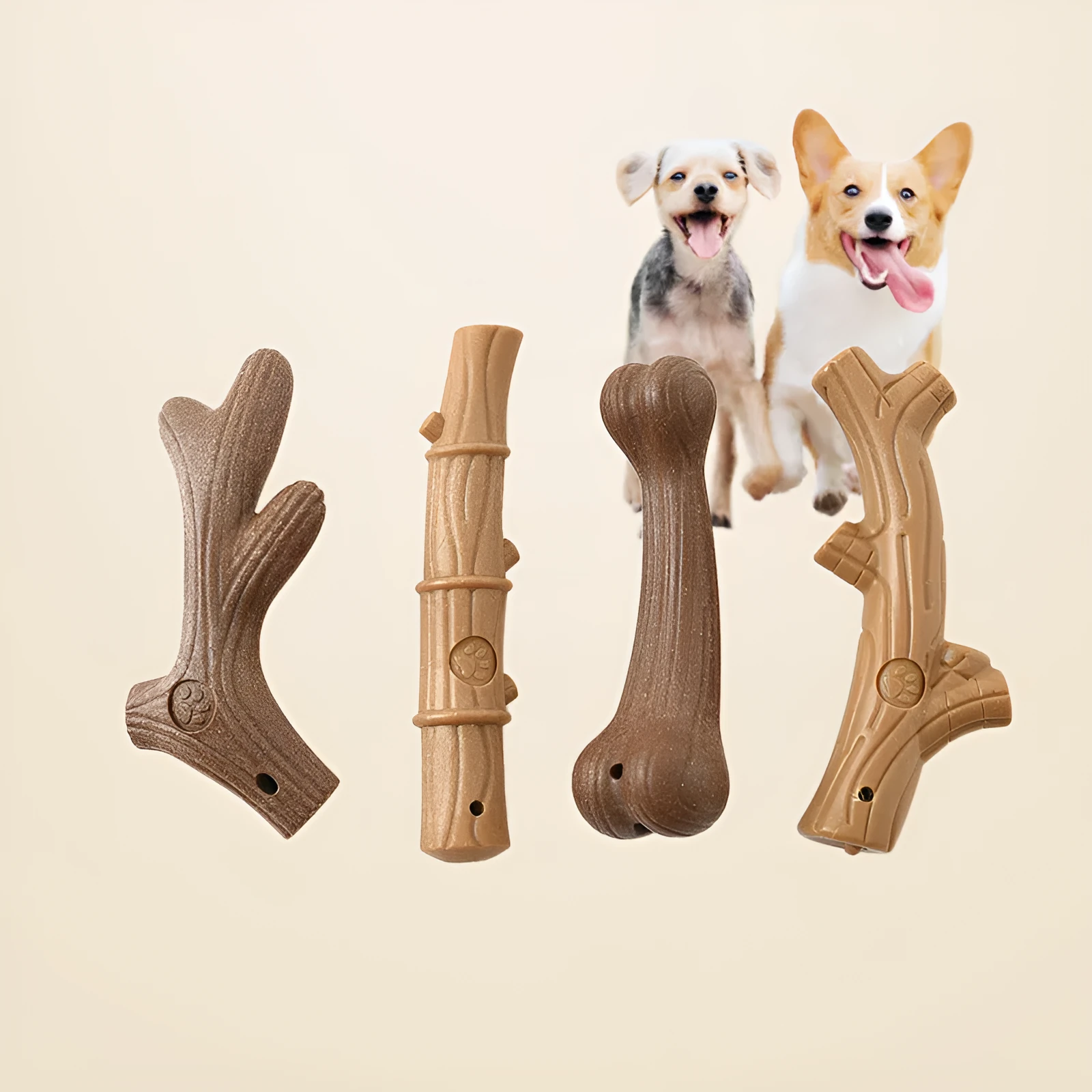 Pet dog toy with TPR molar bumps in bone style, small size for teeth cleaning and chewing