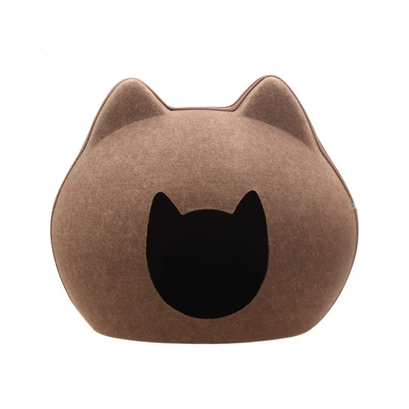 Felt cat litter enclosure in grey, 54x38x45cm, with open entrance for indoor use