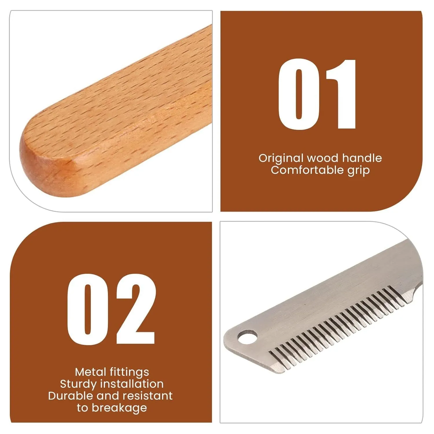 Wood handle pet stripping knife grooming tool for dogs and cats with two size options