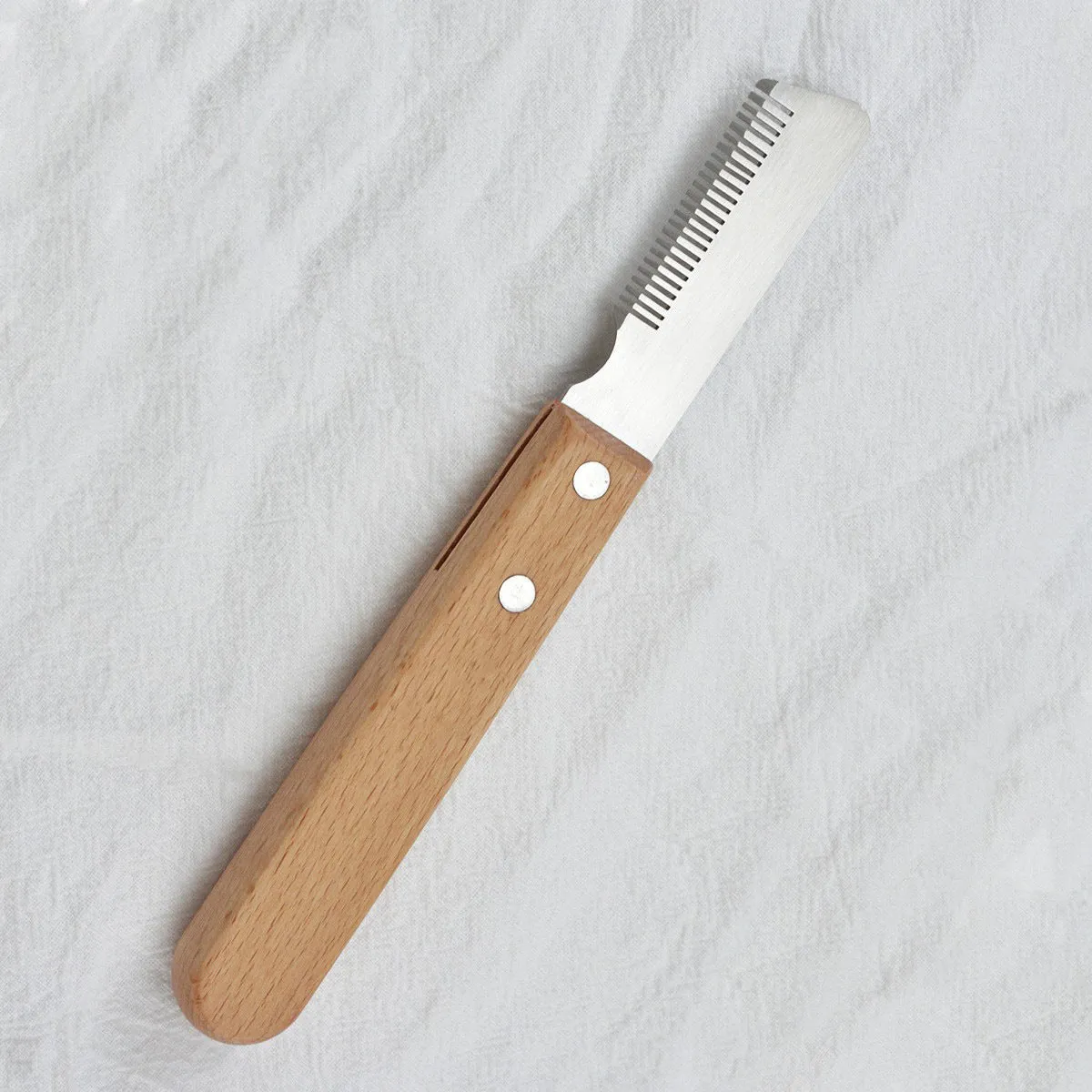 Wood handle pet stripping knife grooming tool for dogs and cats with two size options