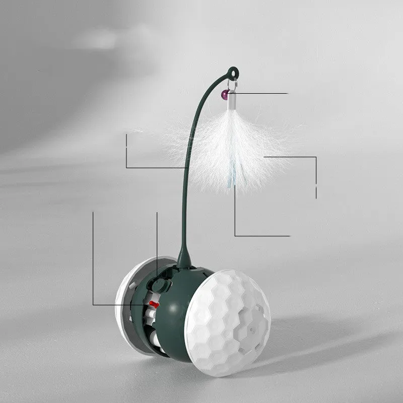 Electric intelligent bite resistant cat toy with USB pendulum ball and feather accessory in red colour