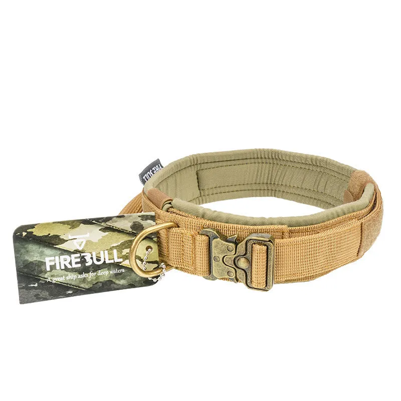 Pet tactical collar leash set adjustable nylon webbing with quick-release buckle in grey for dog training and walking