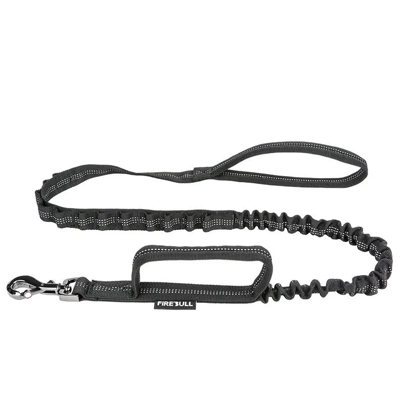 Pet tactical collar leash set adjustable nylon webbing with quick-release buckle in grey for dog training and walking