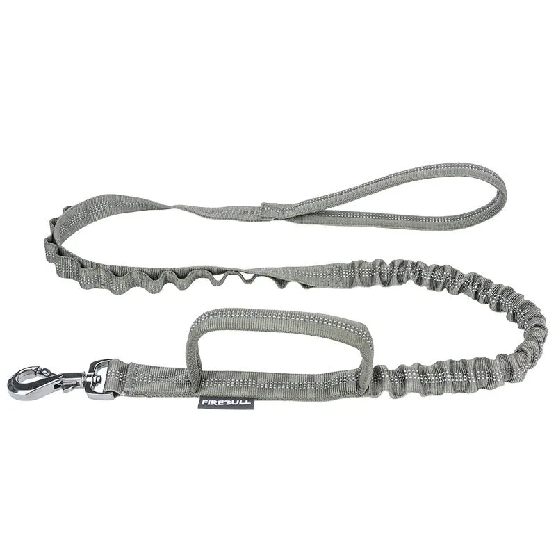 Pet tactical collar leash set adjustable nylon webbing with quick-release buckle in grey for dog training and walking