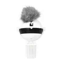 Electric funny cat toy with white ABS body, 7cm diameter ball, and real fur ball and rope accessories