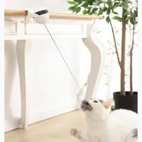 Electric funny cat toy with white ABS body, 7cm diameter ball, and real fur ball and rope accessories