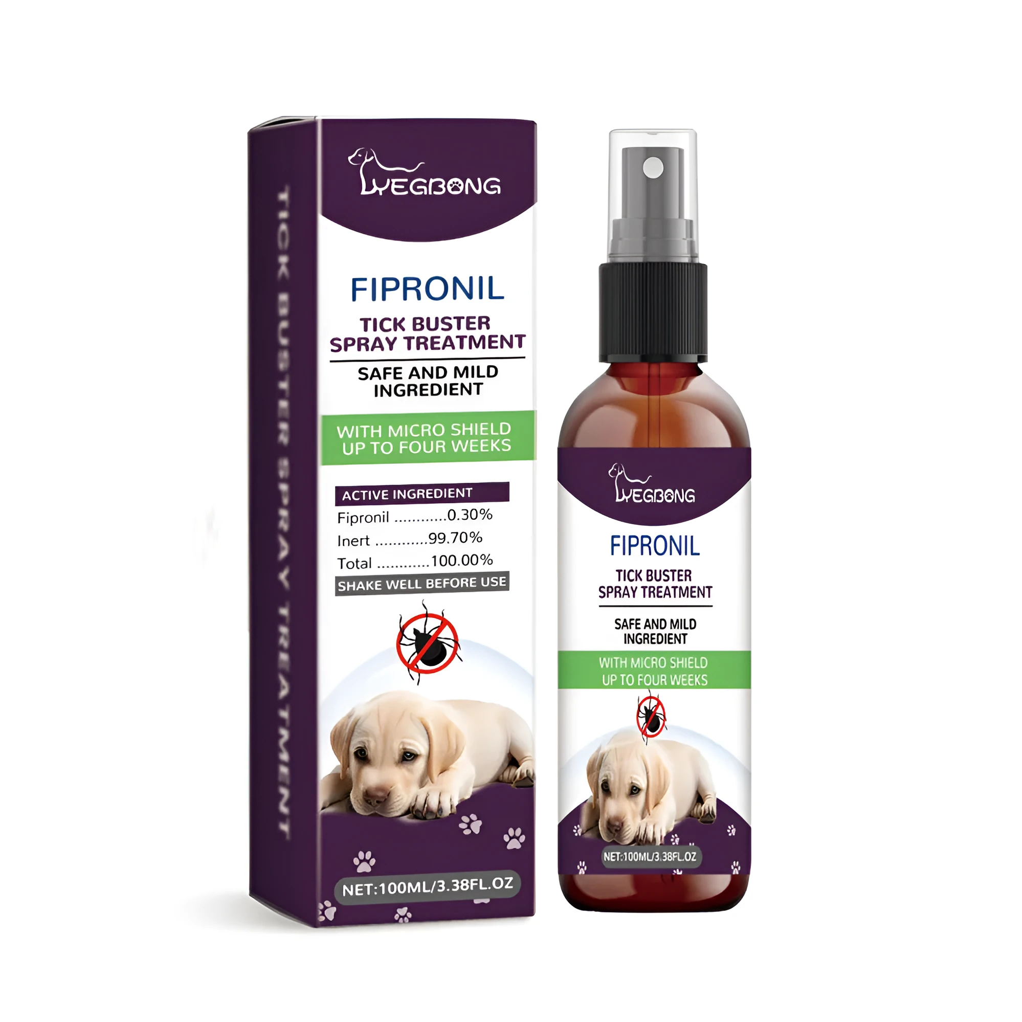 100ml pet bug spray pump bottle with mild botanical ingredients for dogs and cats