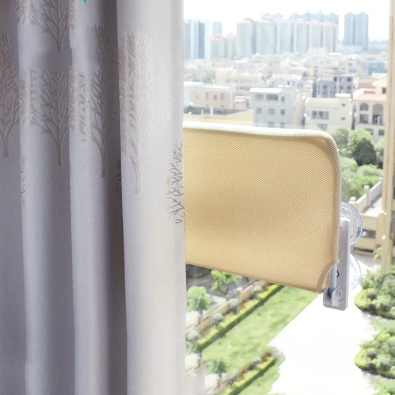 Cat suction cup window hammock with plush fabric, steel frame, available in Beige and Grey in two sizes