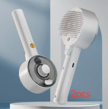 Electric pet hair remover brush with UVC sterilisation and mist spray for dogs and cats in Ceramic White