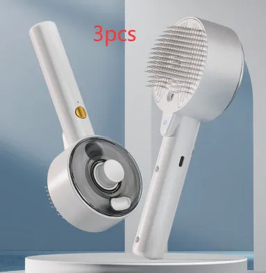 Electric pet hair remover brush with UVC sterilisation and mist spray for dogs and cats in Ceramic White