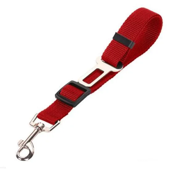 Pet car seat belt leash in black mesh with 1.2 metre rope and metal clip on white background