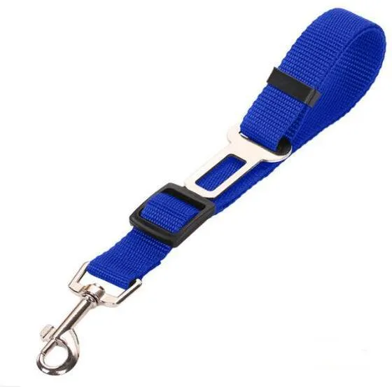 Pet car seat belt leash in black mesh with 1.2 metre rope and metal clip on white background