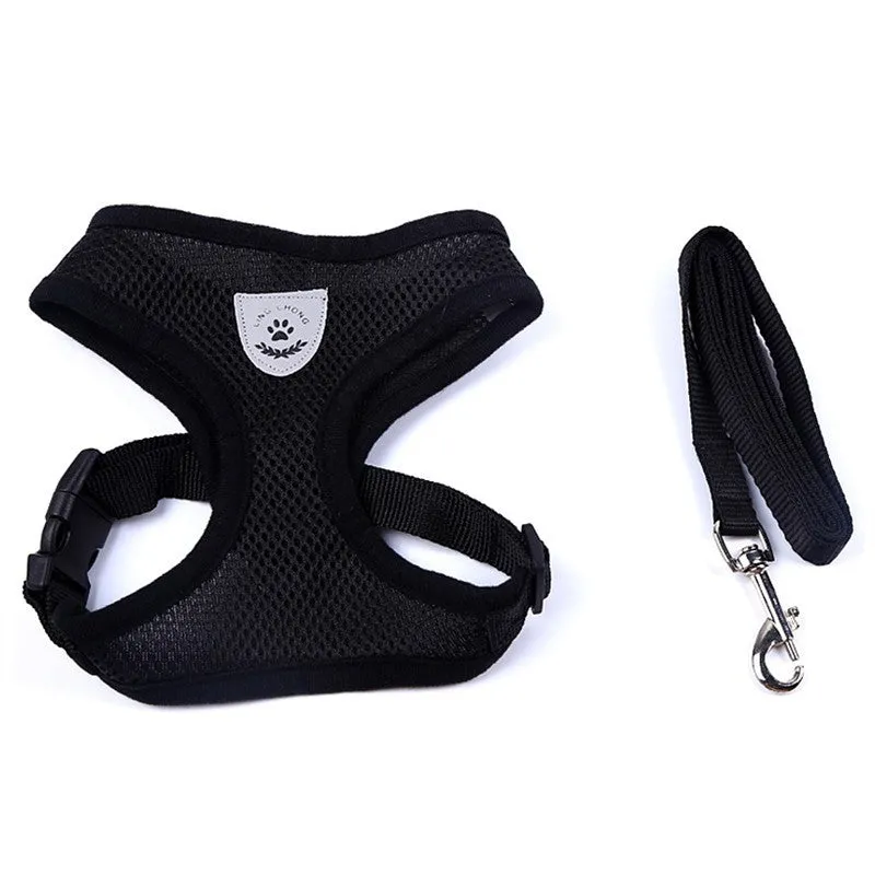 Pet car seat belt leash in black mesh with 1.2 metre rope and metal clip on white background