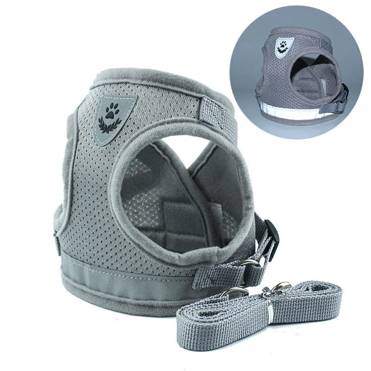 Pet car seat belt leash in black mesh with 1.2 metre rope and metal clip on white background