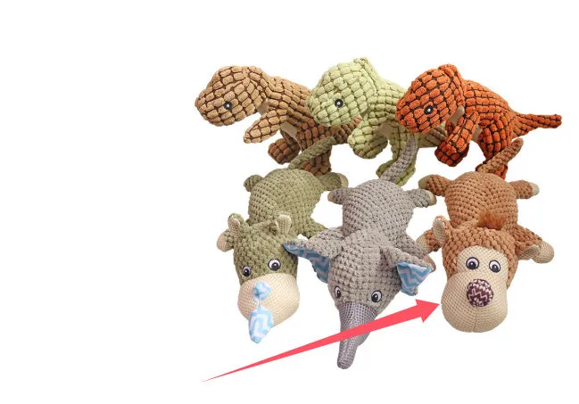 Dayan dog plush sound toy in multiple animal designs with squeaker