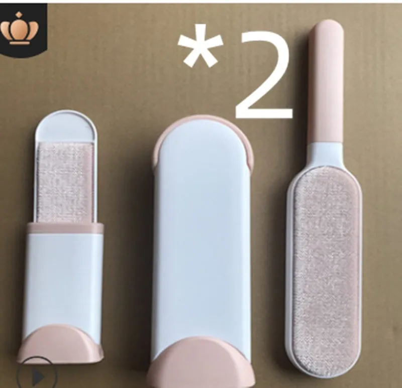 Reusable cat dog hair removal comb with self-cleaning base, double-sided extra-large lint brush on a sofa