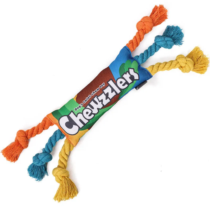 Rainbow twist candy sounding pet toy made of polyester
