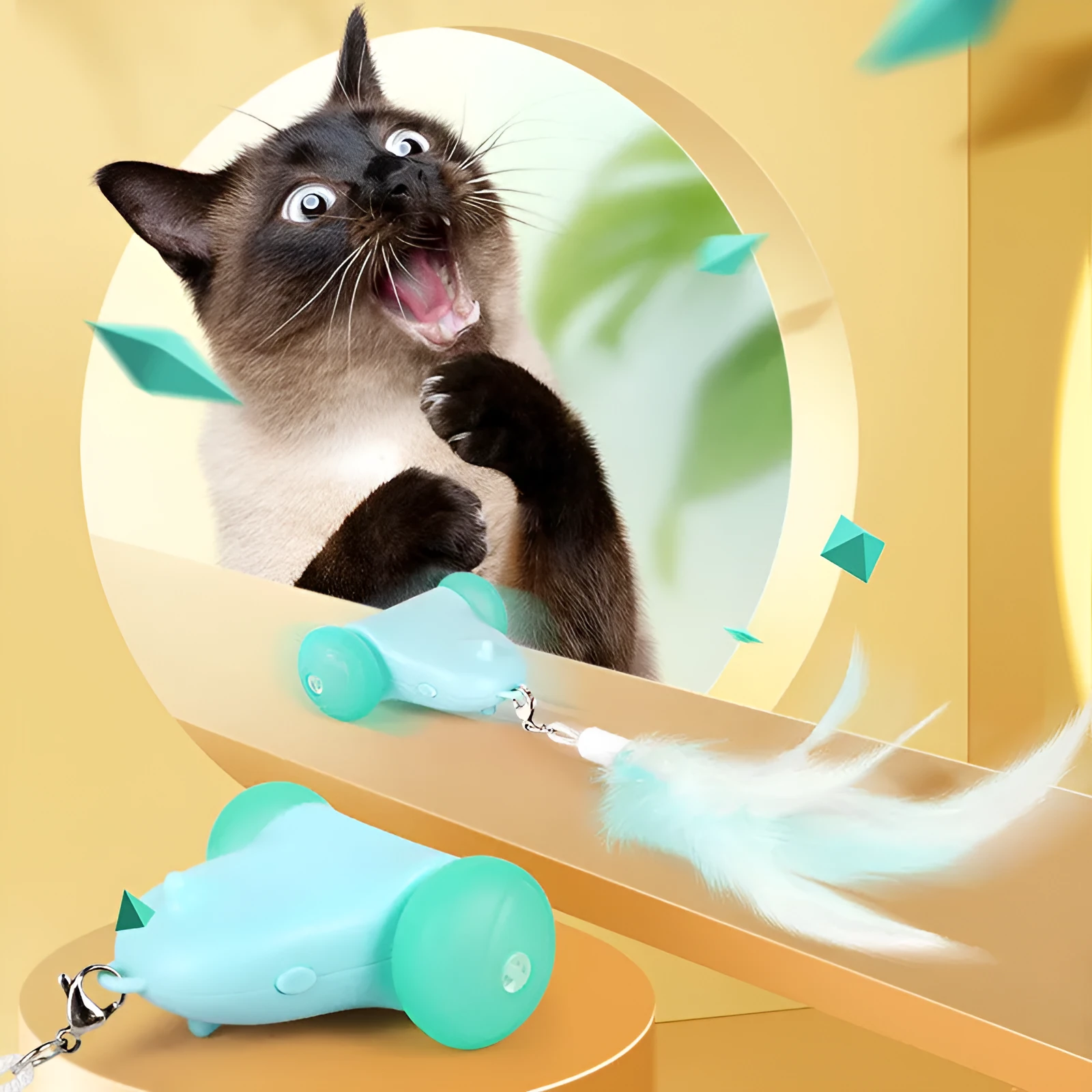 Blue plastic cat toy with smart torque design, 5.5cm length