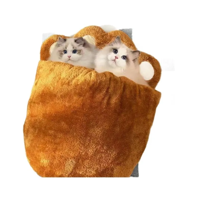 Winter semi-closed cat nest in bear claw fluffy style