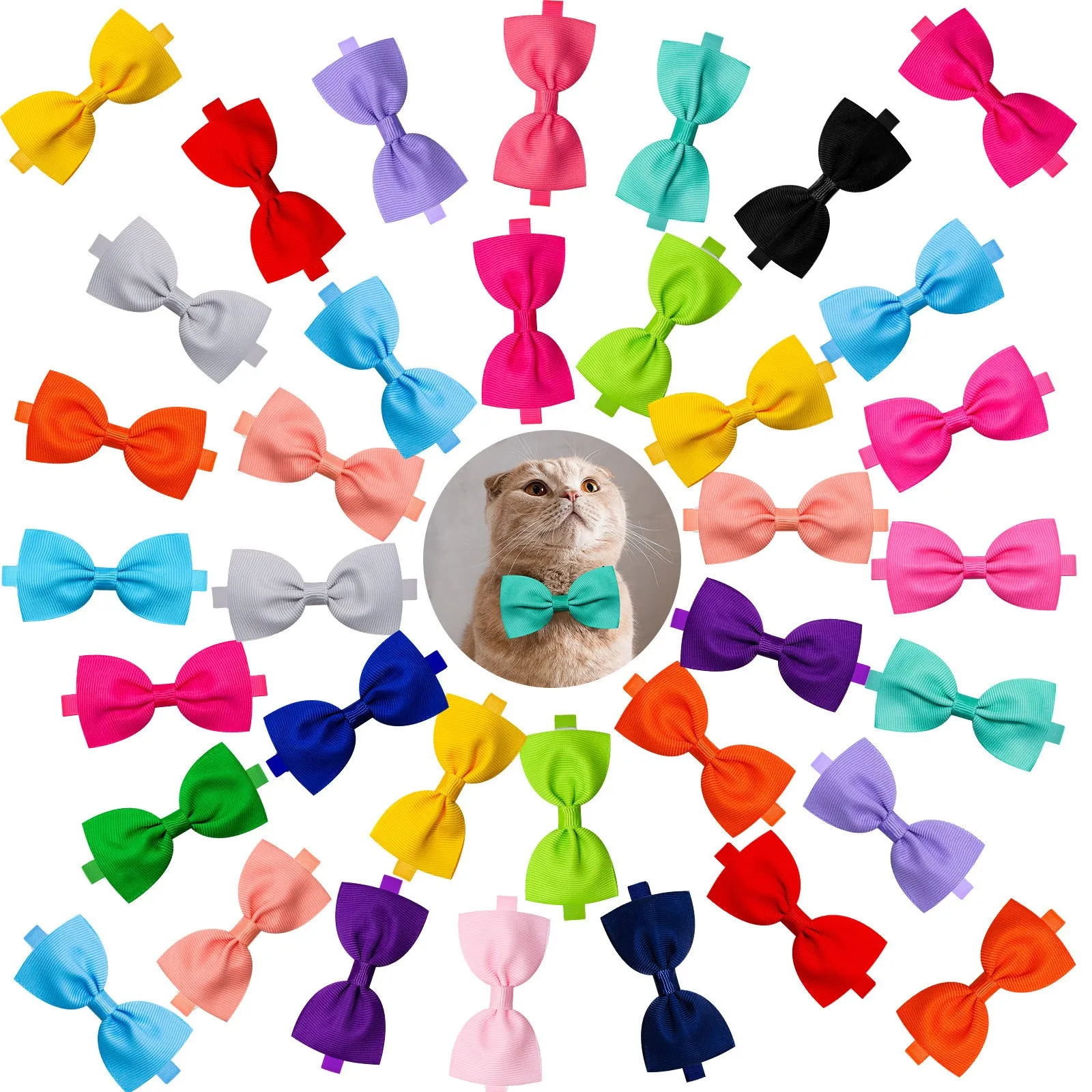 Adjustable thread belt bow tie for cats and dogs, monochrome pattern, available in multiple colours