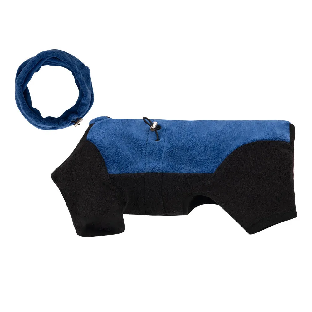 Pet warm collar detachable windproof four-leg clothes in polar fleece Argy Wormwood Green colour