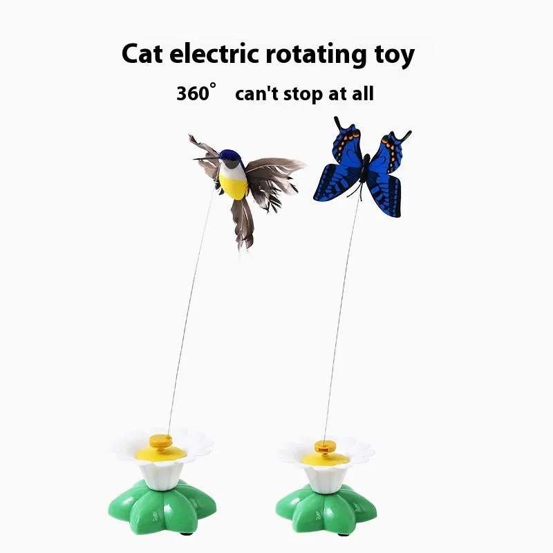Automatic cat teaser electric rotation toy with plastic body in butterfly colour option