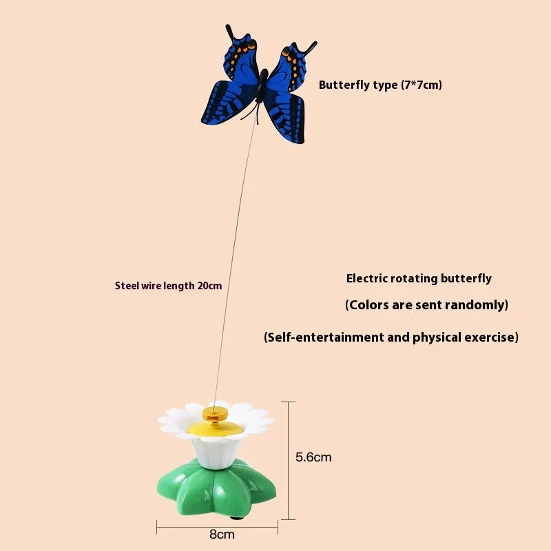 Automatic cat teaser electric rotation toy with plastic body in butterfly colour option