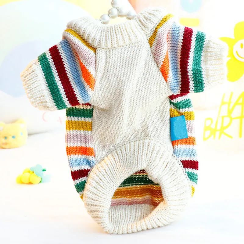 Cute wool dog sweater for small and medium pets, casual knit pullover in neutral colour