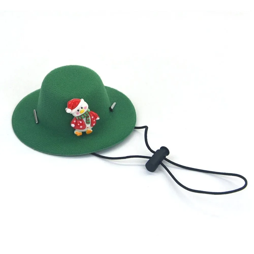 Soft felt cloth pet Christmas hat with antler duck design on a small dog