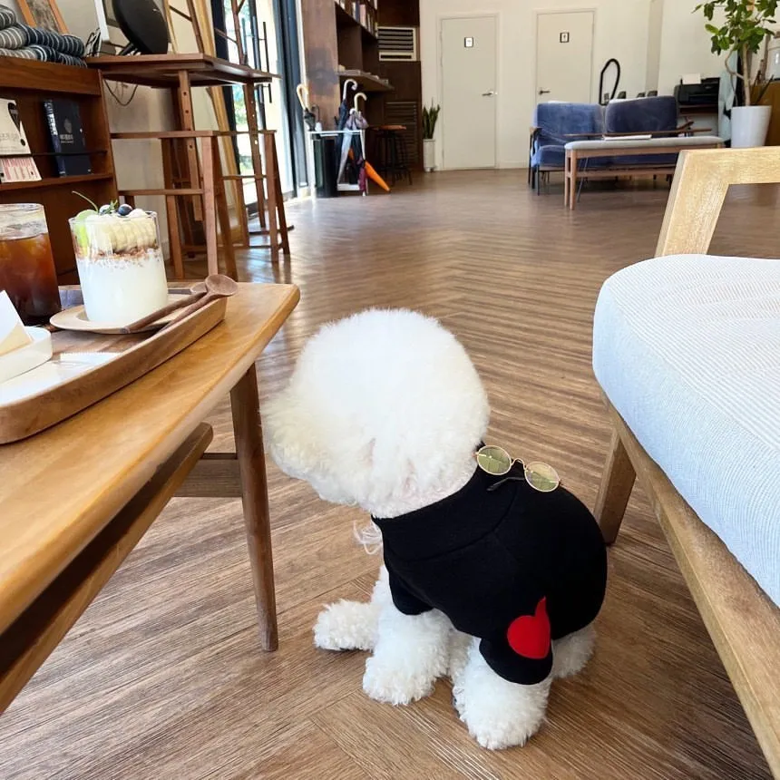 Fleece-lined love sweater for pets, thick polyester in beige, gray, black, khaki, sizes XS to XL