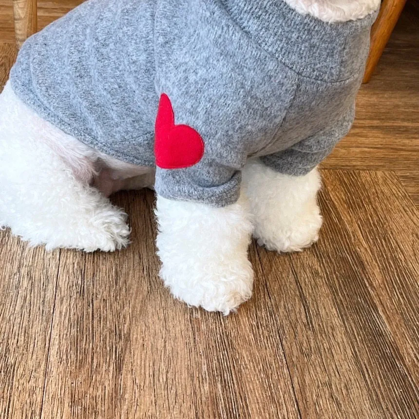 Fleece-lined love sweater for pets, thick polyester in beige, gray, black, khaki, sizes XS to XL