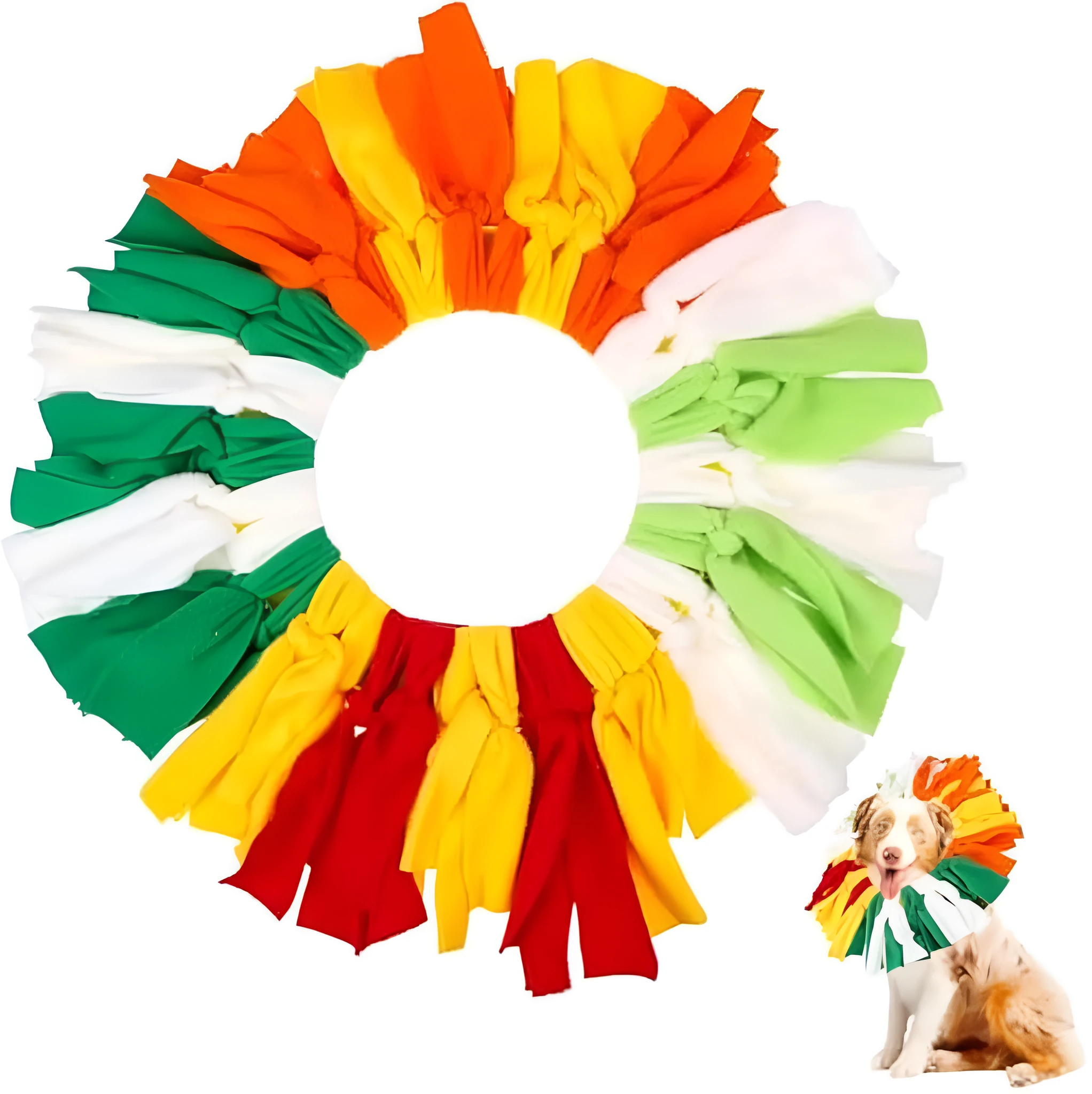 Rainbow polar fleece interactive sniffle dog flying disc with 40cm outer diameter and 16cm inner opening