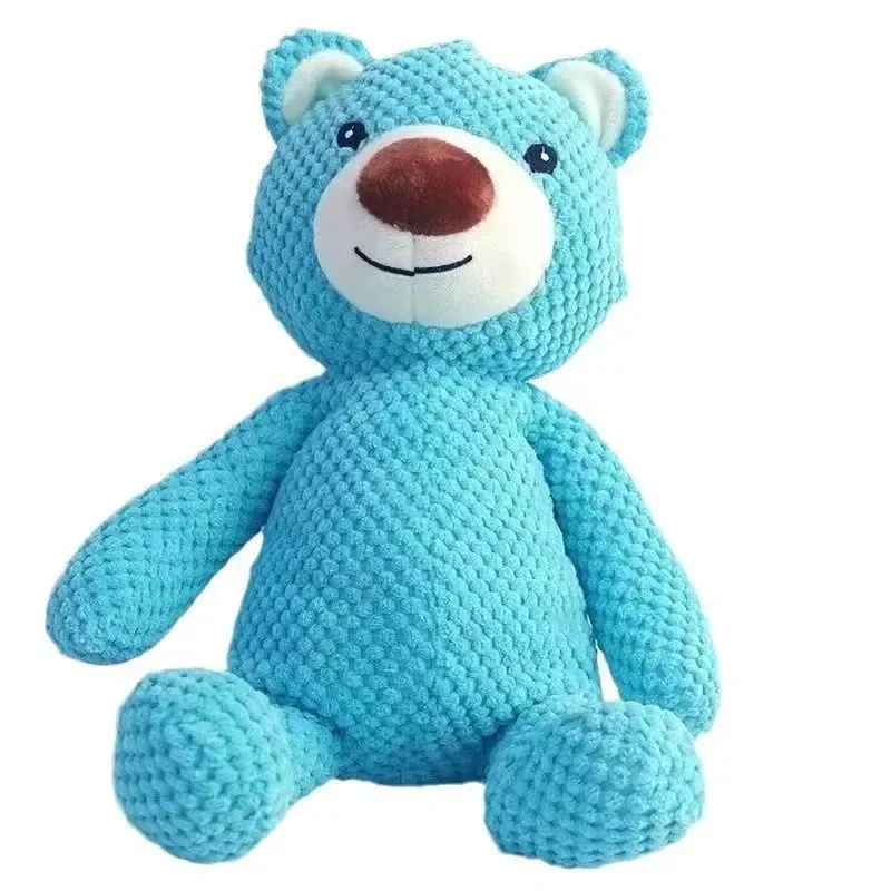 Soft plush squeaky bear dog toy for chewing and molar training, sizes M and L