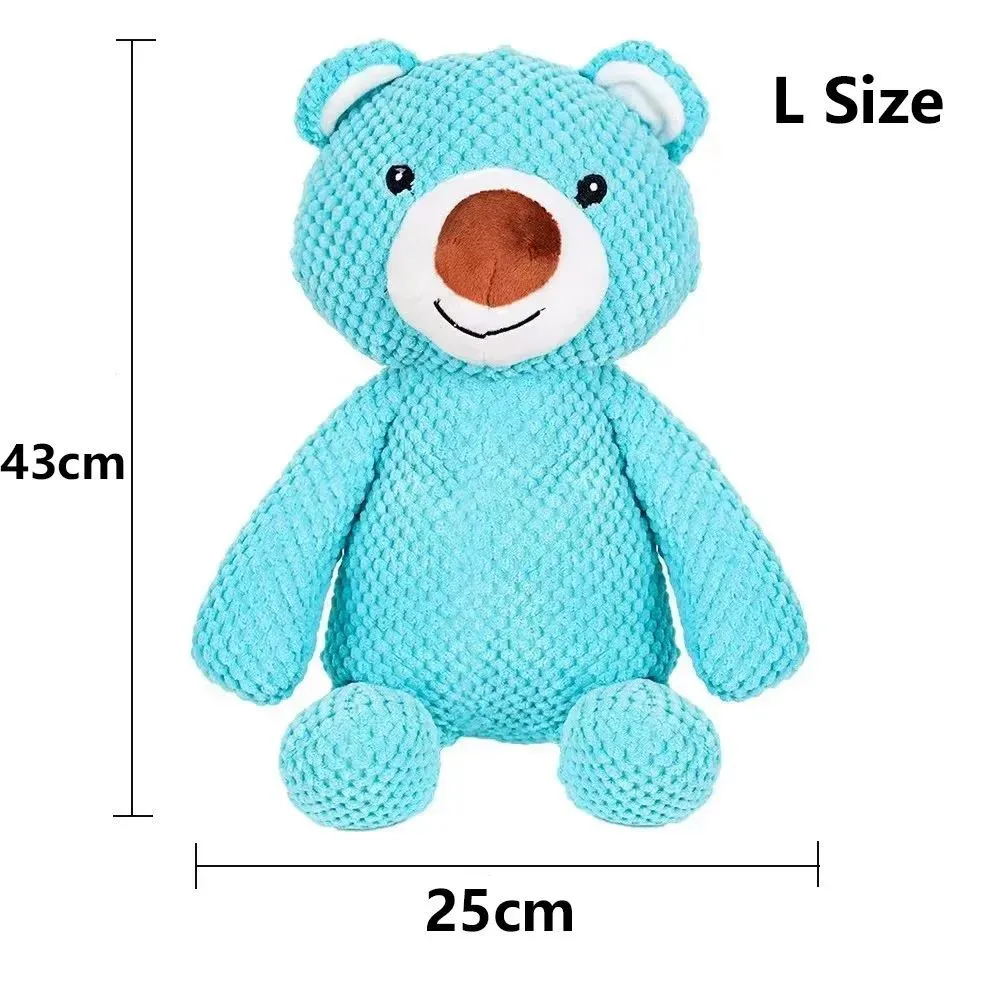 Soft plush squeaky bear dog toy for chewing and molar training, sizes M and L