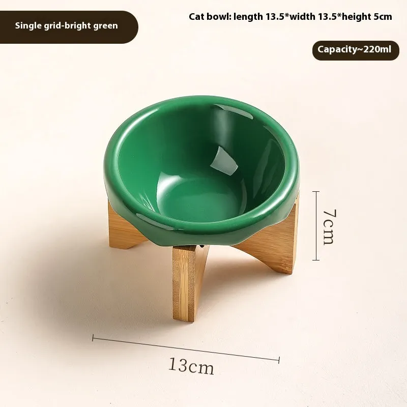 Porcelain cat bowl in matte purple single-grid design on a flat surface