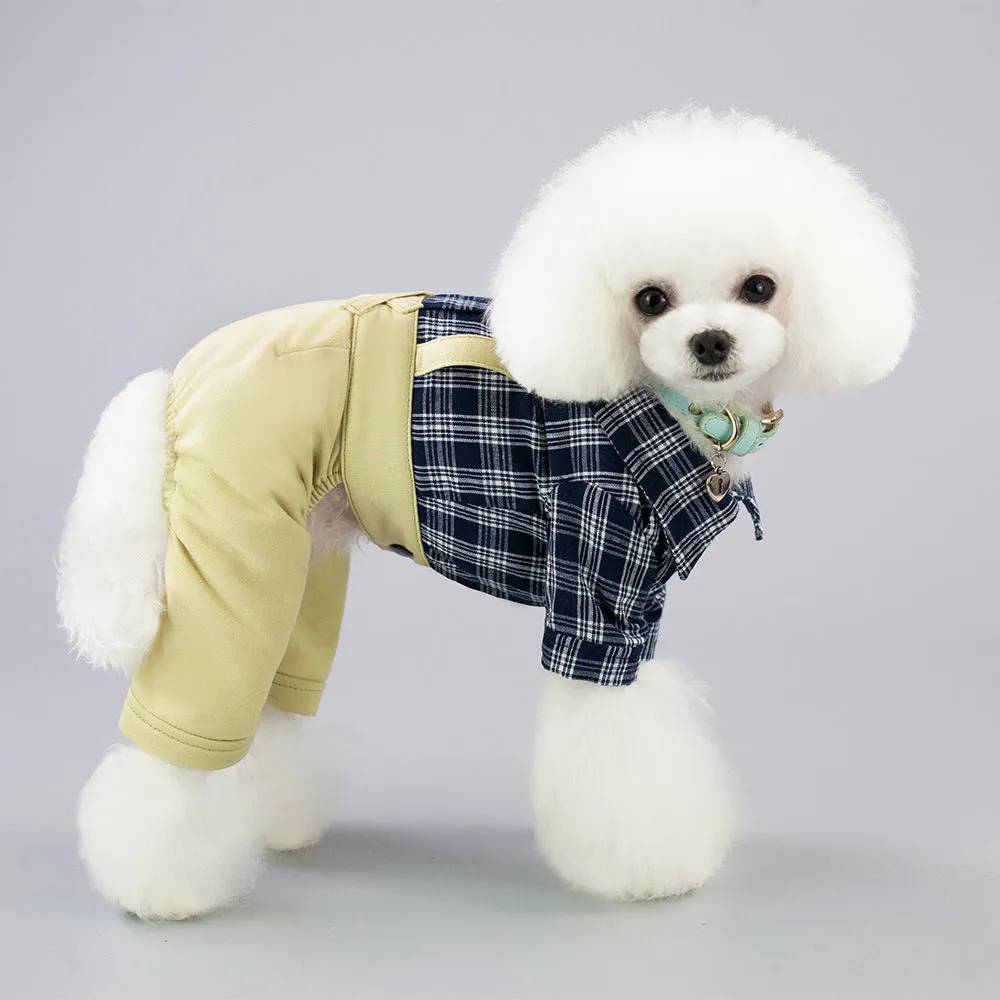 Cotton dog clothing in yellow and khaki for spring and summer, sizes XS to XXL