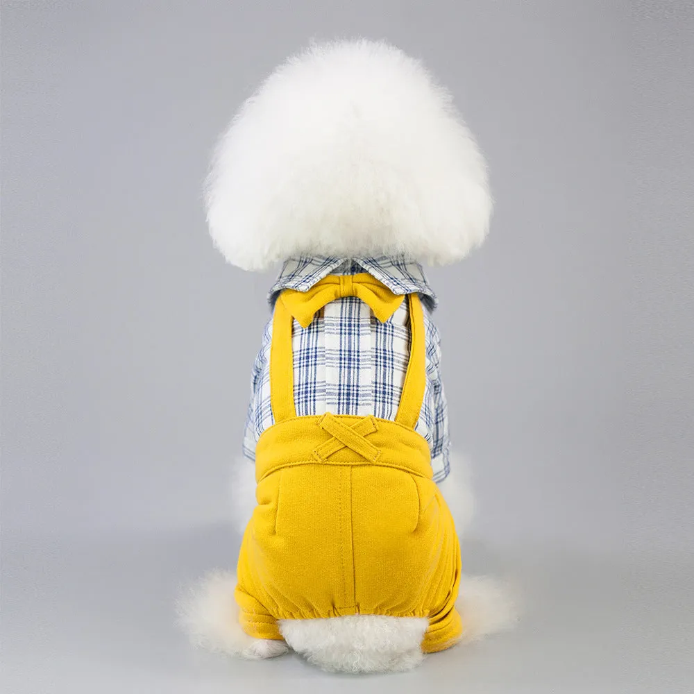 Cotton dog clothing in yellow and khaki for spring and summer, sizes XS to XXL